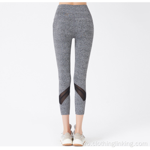Pantalon de yoga cu talie mijlocie cu talie înaltă